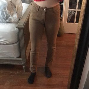 High waist stretchy camel color pants w pockets